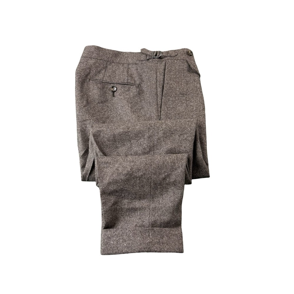 Suit Supply Angelico Tweed Wool Side Tab Mens Trouser 36x28 Brown B1218I